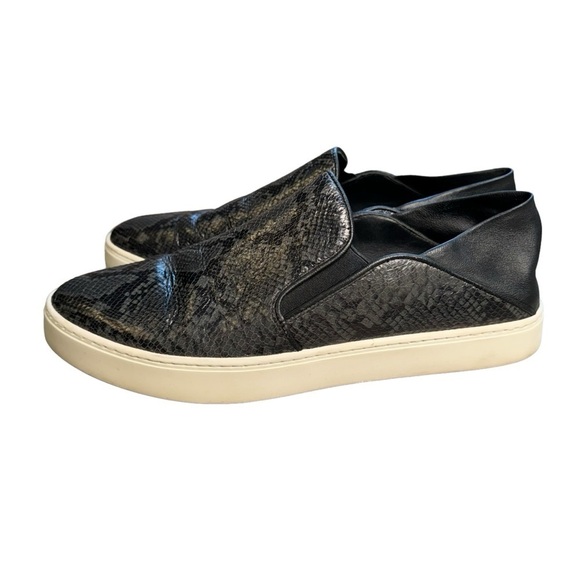 Vince Shoes - Vince Garvey Loafer Shoes Womens 8.5 Black Snake Leather Slip on